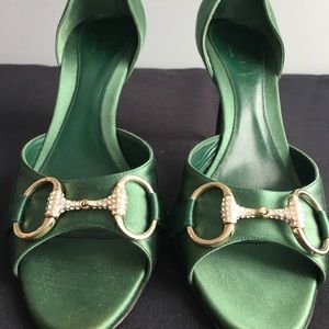 Gucci Emerald Peep Toe Stiletto